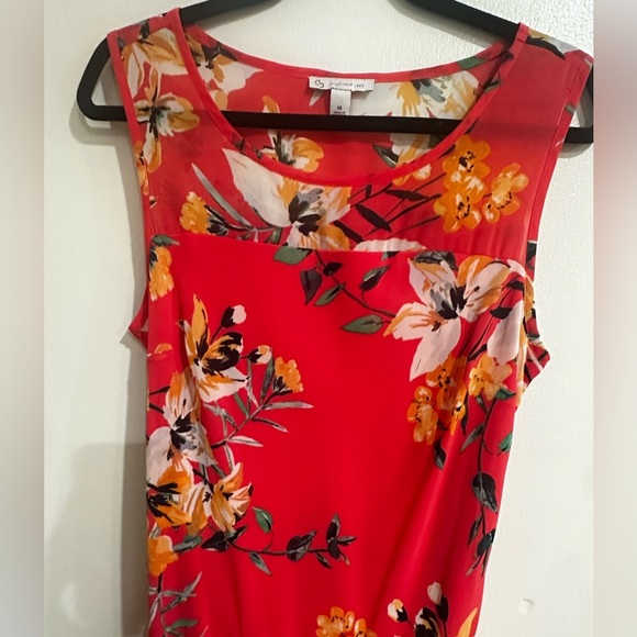 Floral Coral Sleeveless Dress - Picture 3 of 8